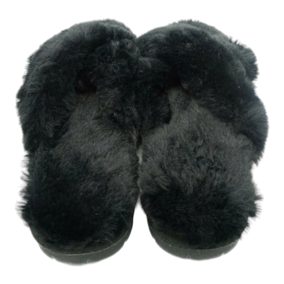 Secret Treasures Women's Black Faux Fur Slip On Slipper Shoes Size 9-10 (NWOT) - Picture 2 of 9